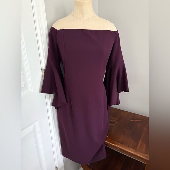 Calvin Klein Dresses & Skirts - Calvin Klein Bell Sleeve Off Shoulder Cocktail Dress Evening Wedding Size 12